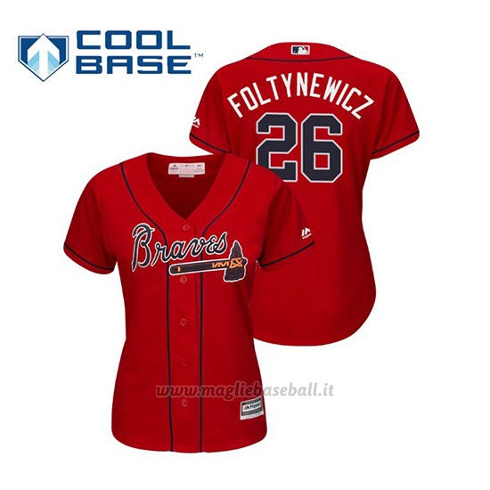 Maglia Baseball Donna Atlanta Braves Mike Foltynewicz Cool Base Majestic Alternato 2019 Rosso